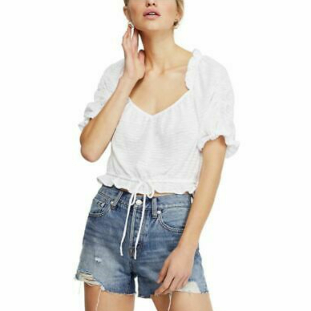 Free People Dorothy Puff Sleeve Crop Top